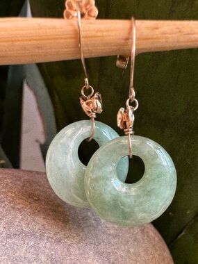 14k Jadeite Disc Earrings